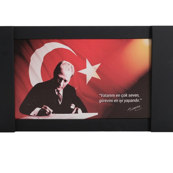 Makam Panoları Dijital Baskılı Deri Kaplı Çerçeveli Makam Panosu (100x200)