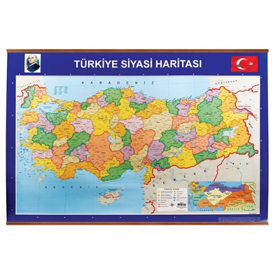 Haritalar Türkiye Siyasi + Fiziki Çıtalı Harita (70x100)
