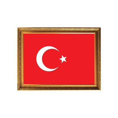 Atatürk Köşesi Lüks Yaldızlı Çerçeveli Bayrak (40x60)